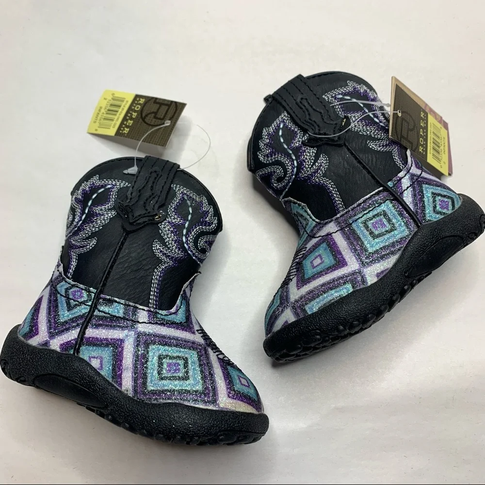 Roper Geometric Glitter Cowboy Western Boots
